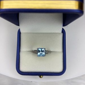 14K Sky Blue Topaz & Diamond Ring